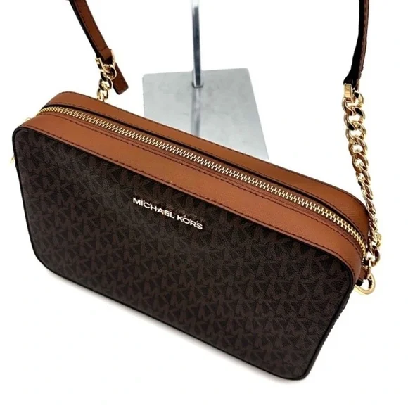 Michael Kors Large EW Crossbody Bag & Large Trifold Wallet Brown/ Gold Crossbody Bags